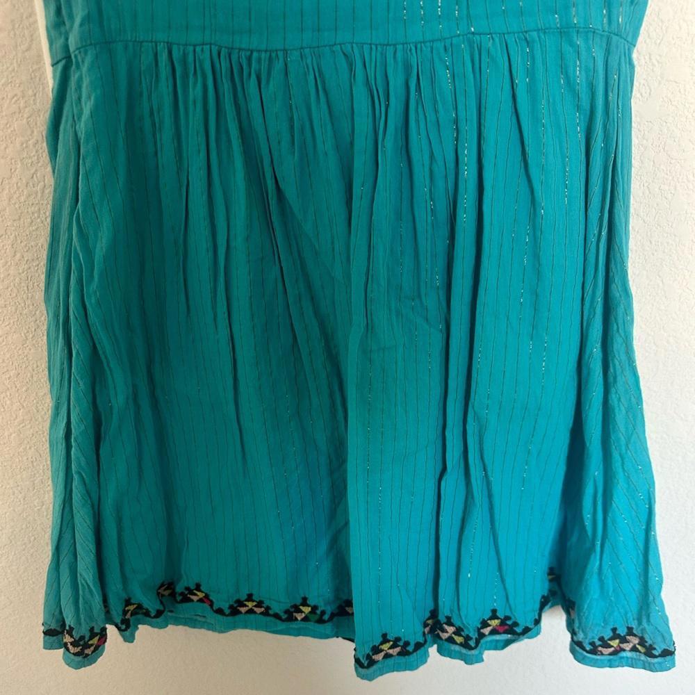 Free People Water Lily Embroidered Turquoise Blue Dress 4 - Picture 9 of 9